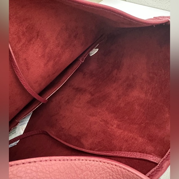 Anthropologie Vegan Leather Buckle Strap Bucket Bag in Red NWT - Picture 8 of 16